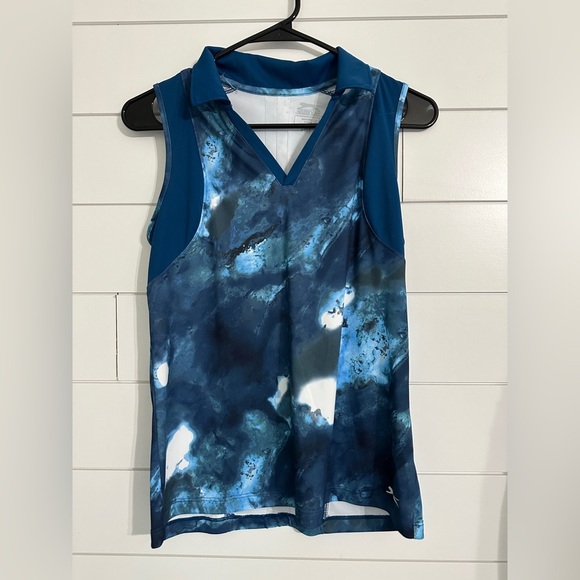 Slazenger Tops - Slazenger Sleeveless Color Polo Women’s Small Blue White Print Outdoor Summer
